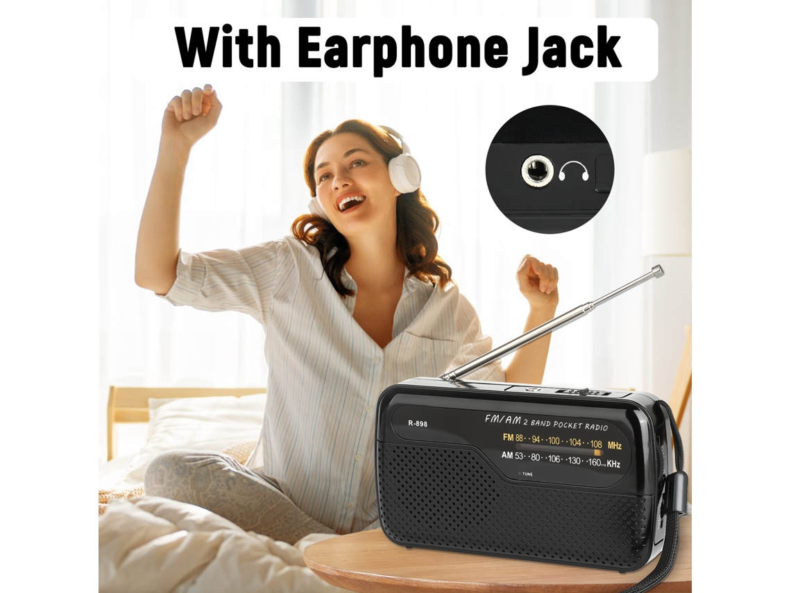 Rádio Fm/am Compacto e Portátil para Uso Externo Preto ZYBLSSBB