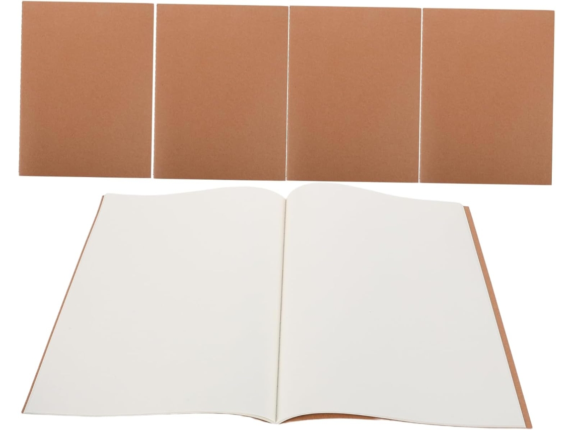 De 5 Cadernos De Desenho Com Capa Kraft Sem Pauta, Ideais Para Esboços E Pinturas Em Aquarela. Gokoco