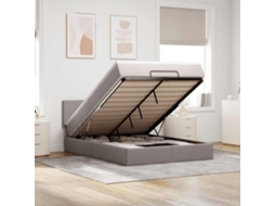 Vidaxl Cama Otomana Com Colchão Leds 140x200 Cm Tecido Cinza