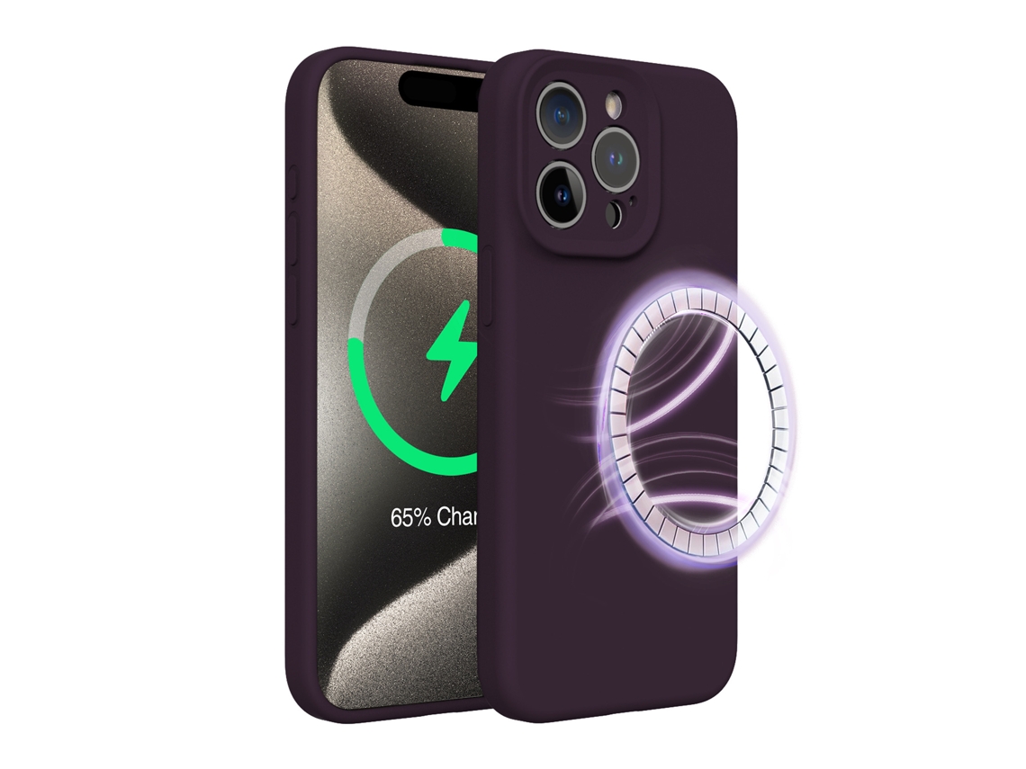 Capa Para Iphone (roxo-avermelhada (magnética), Apple 14 Plus), Silicone Líquido, Resistente A Quedas, Com Fixação Magnética Magsafe.