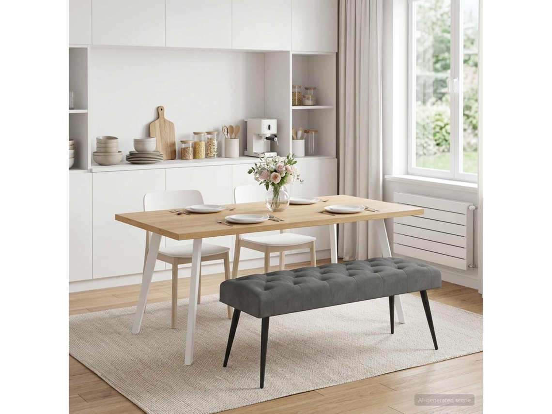 Vidaxl Banco Com Botões Estofados Cinzento-escuro 110 X 40 X 46 Cm