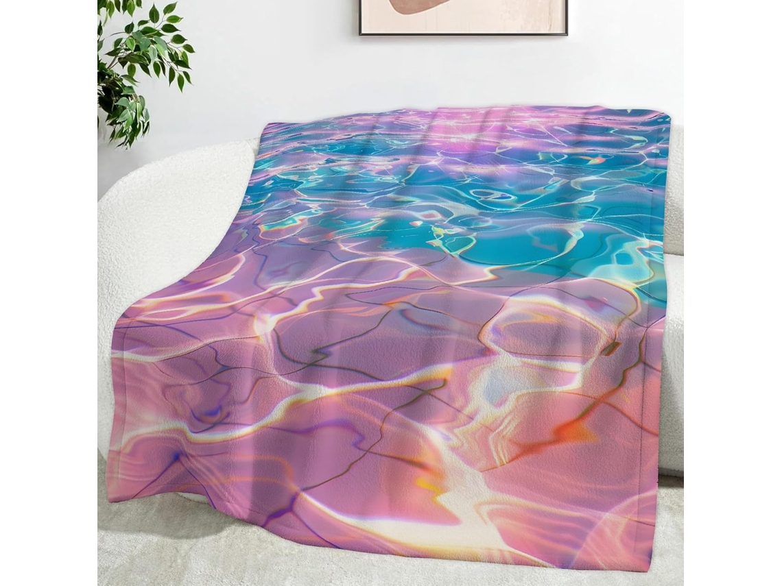 Manta Arco íris Estampa Ondulada na Água 180x200 Cm Multifuncional Macia e Aconchegante em Flanela Ideal para