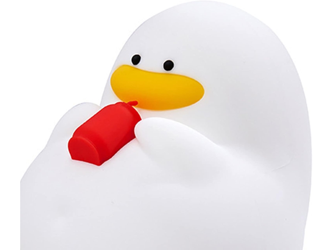 Luminária Noturna Em Silicone Formato De Pato, 3 Níveis Brilho, Por E