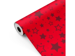 Rollo Papel Regalo Estrellas Rojo 62cm X 80m Bobina Resistente Cumpleaños - Fp Fiesta Paper