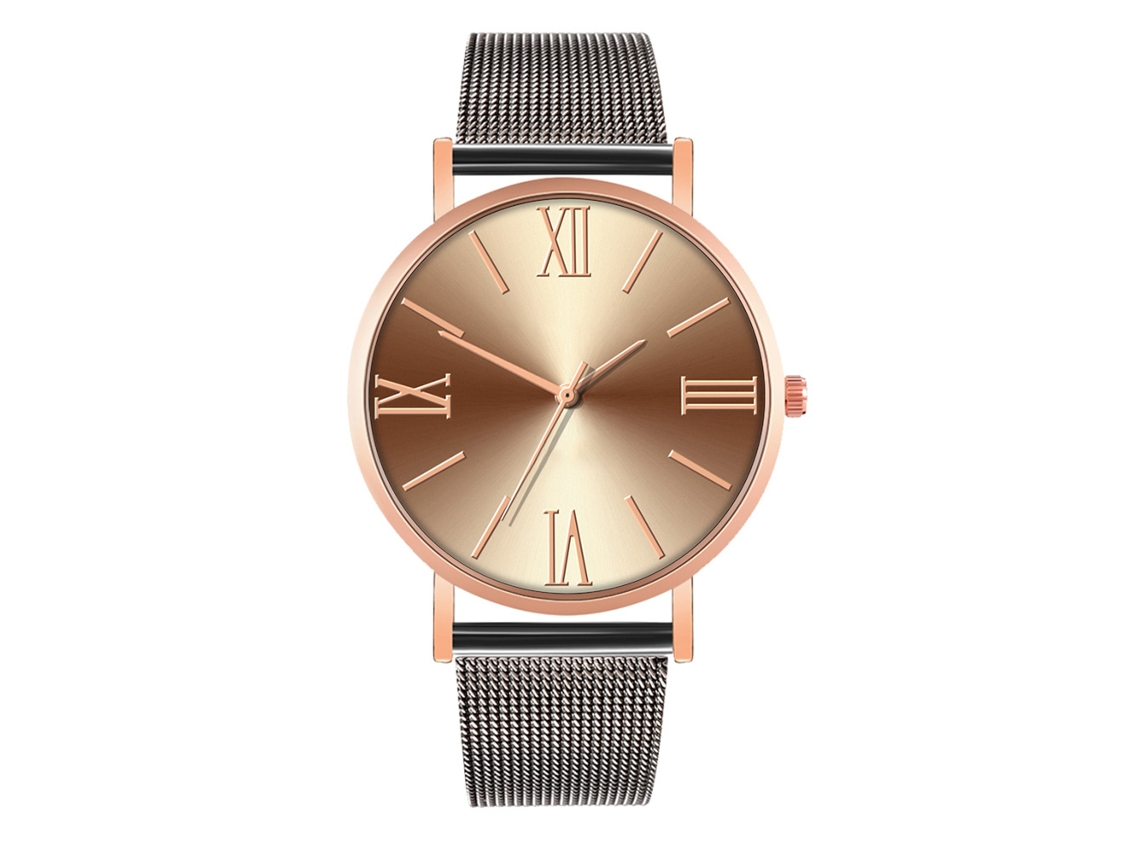 Reloj De Moda Para Parejas Con Correa De Malla Dial Redondo Cuarzo Unisex