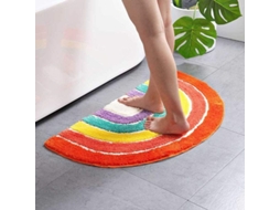 Nova Line tapete de Banho Listrado Meio círculo Microfibra Anti derrapante Absorvente Lavável 50x80cm