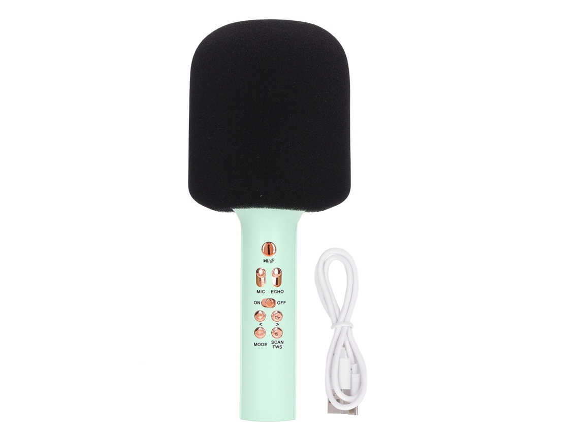 Ats micrófono Inalámbrico Portátil Cute Profesional de Alto Volumen para Hogar Verde, Micrófono Bluetooth de Mano