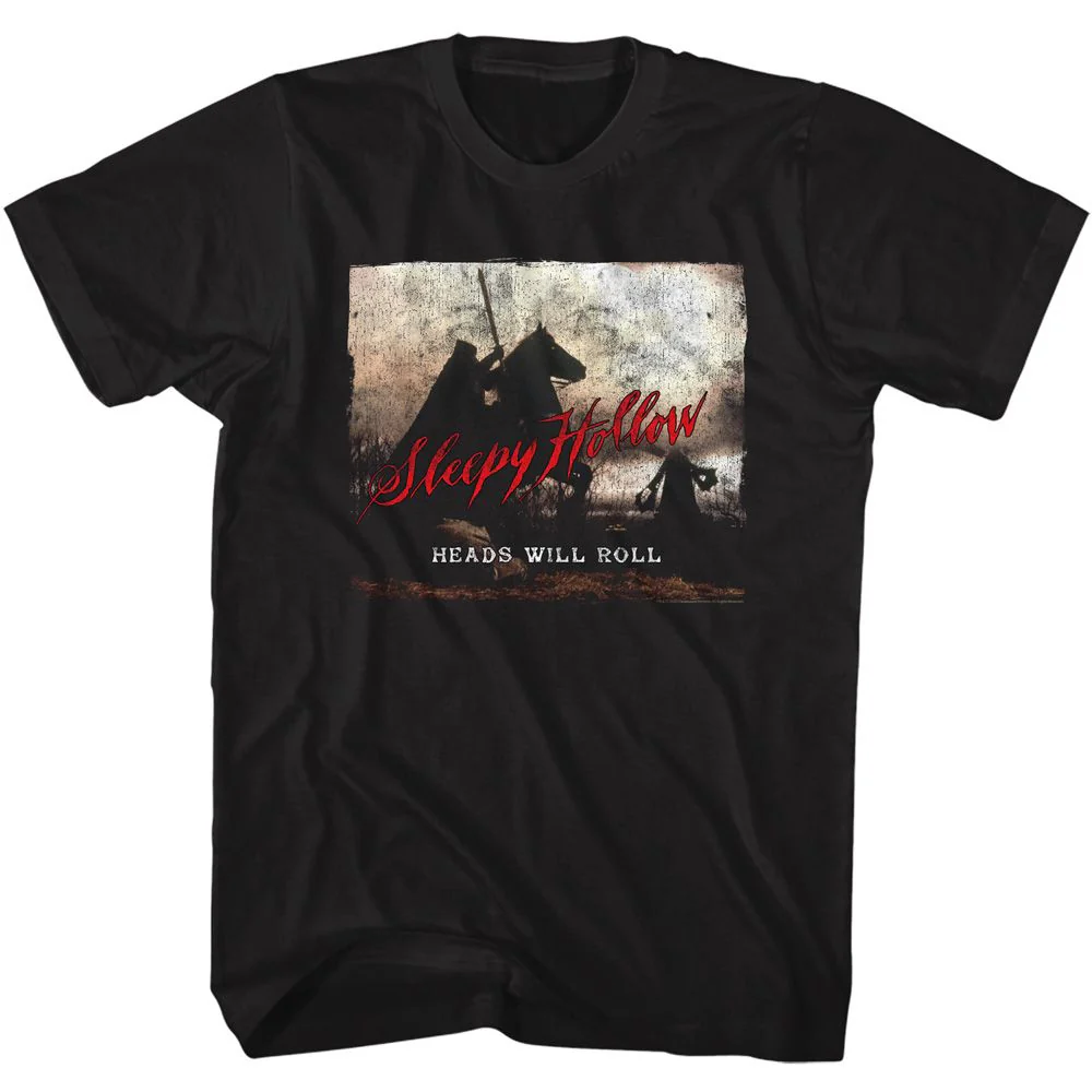 Unisex Adult T-shirt Rockinstone Sleepy Hollow Movie Heads Will Roll Black Sizem