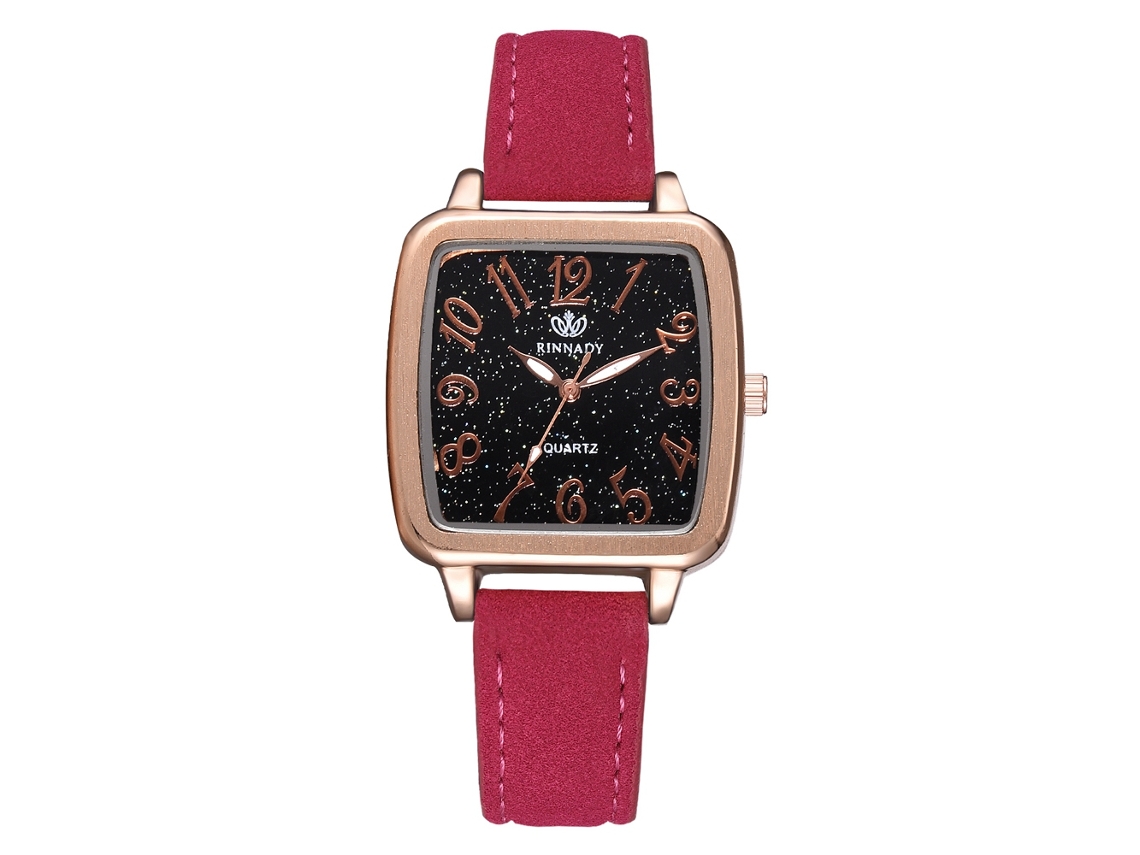 Relógio Analógico de Quartzo com Pulseira Pu Ajustável Estilo Clássico Elegante Luxuoso (rosa)