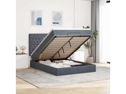 Estrutura Cama Otomana Com Colchões 140x190cm Cinzento Escuro