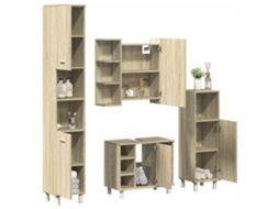 Vidaxl 4 Pcs Conj. Móveis Casa Banho Derivados Madeira Carvalho Sonoma