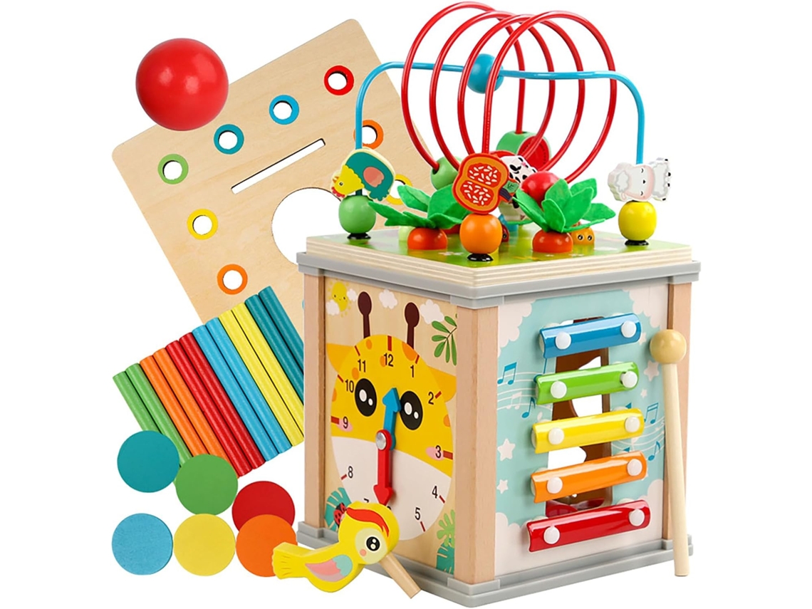 Cubo De Atividades 10 Em 1 , Brinquedo Educativo Montessori De Madeira Para Crianças A Partir De 1 Ano Gertiz