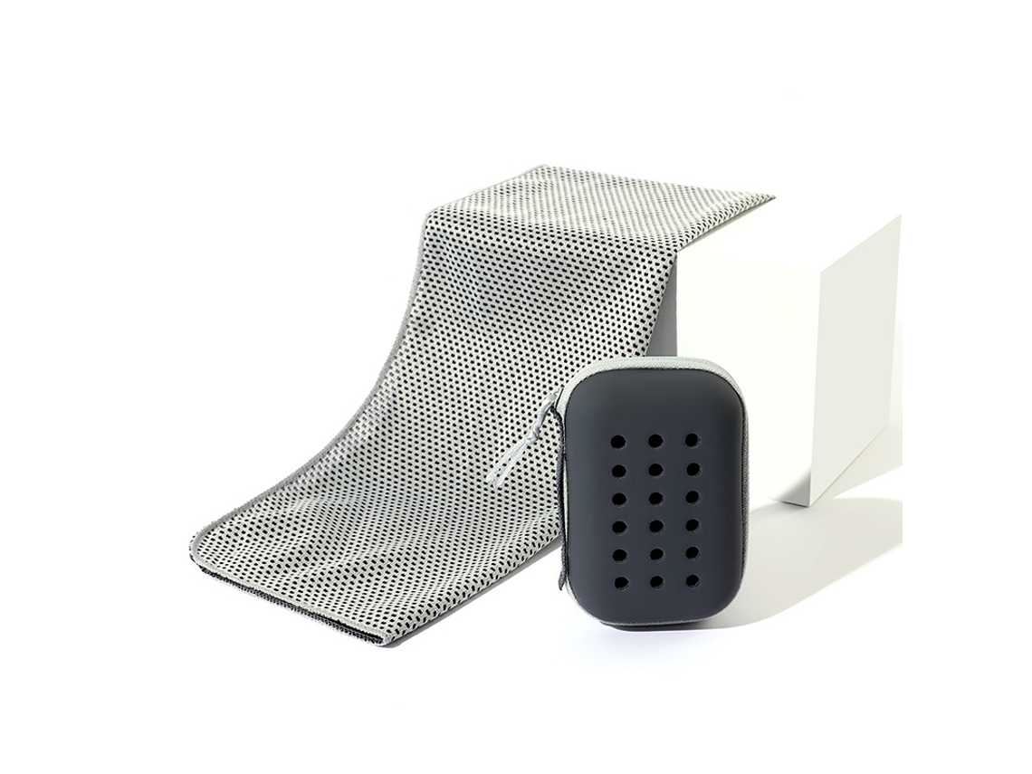 Toalha Refrescante de Microfibra 30x80 Cm com Caixa Portátil Cinza, Secagem Rápida para Desporto e Ginásio YANYXR