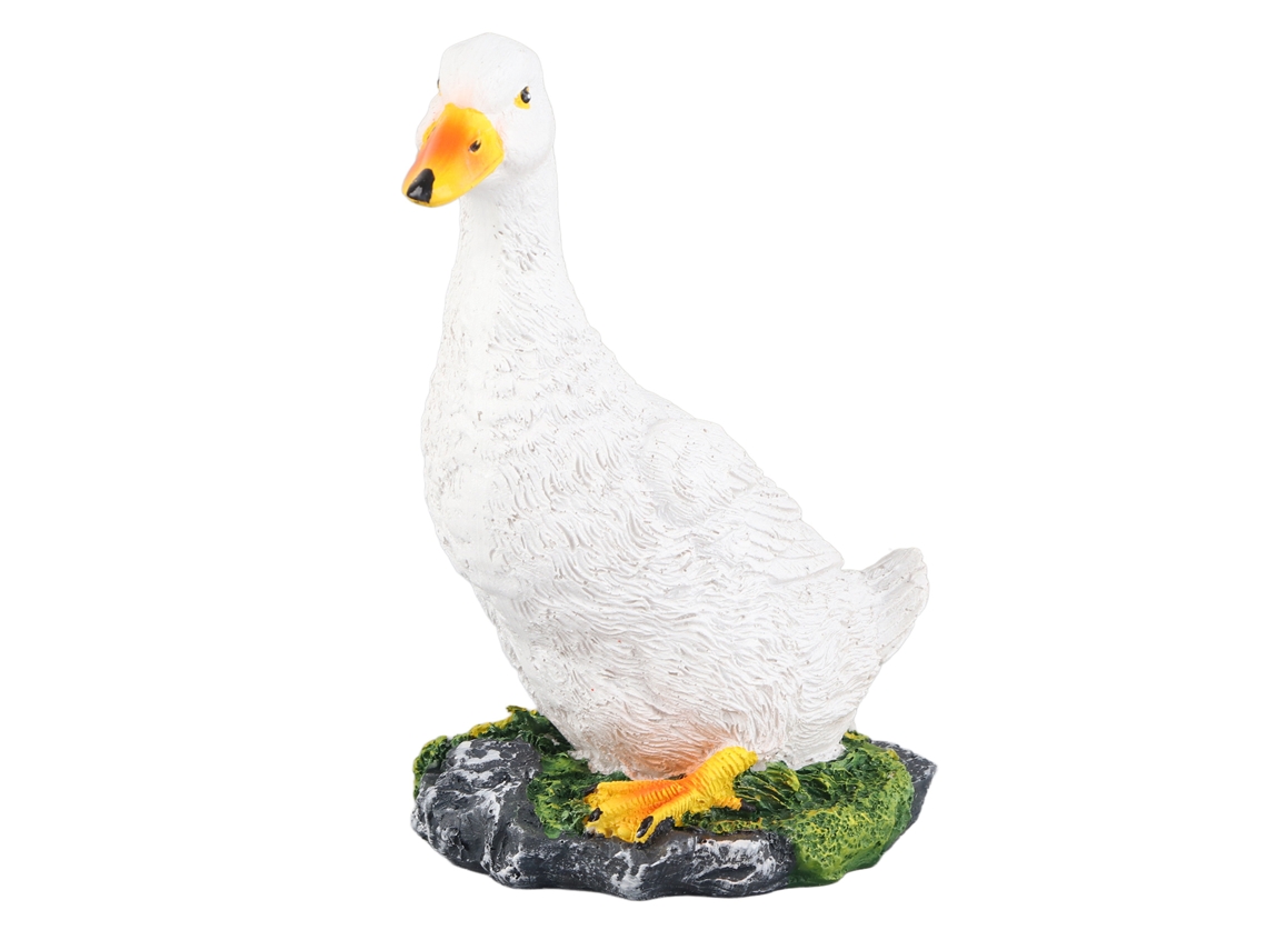 Estátua de Pato Branco LAXISCREED Decoração Jardim