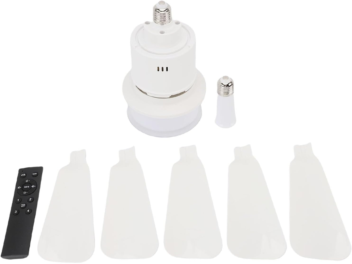 Ventilador De Teto Com Base Lâmpada E26, Luz Led Regulável, 3