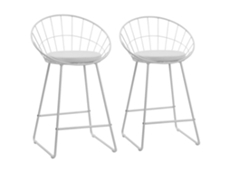 Conjunto de 2 bancos de bar em metal branco com almofada HAPPY GARDEN