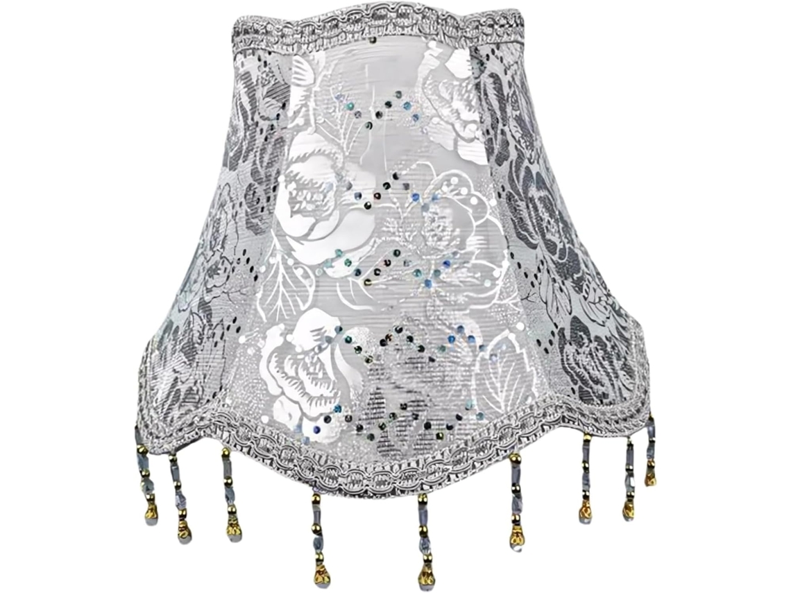 Abajur De Mesa Com Cúpula Prateado, Estilo Vitoriano, Soquete E27, Formato Floral, 25x20 Cm 10x8 Polegadas, Luminária
