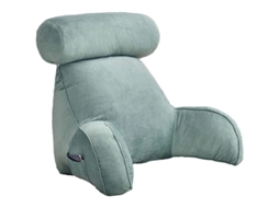 Almohada De Lectura Para Cama Con Apoyobrazos Y Bolsillos Laterales, Almohadilla Cervical Desmontable, Relleno Extra Para Mayor Soporte Azul Agua