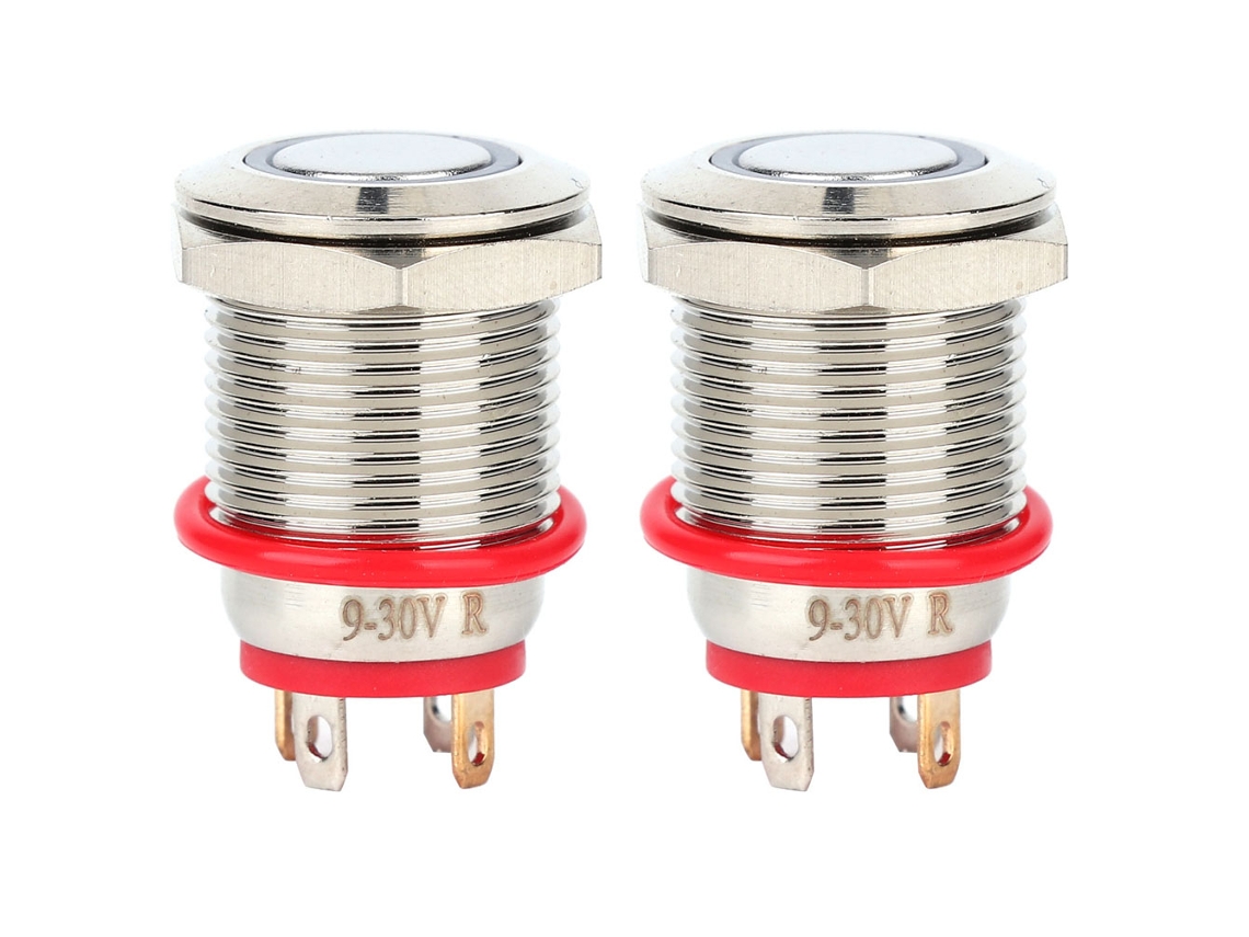 2 peças de interruptores de botão metálico com LED IP65 12mm S/MARCA