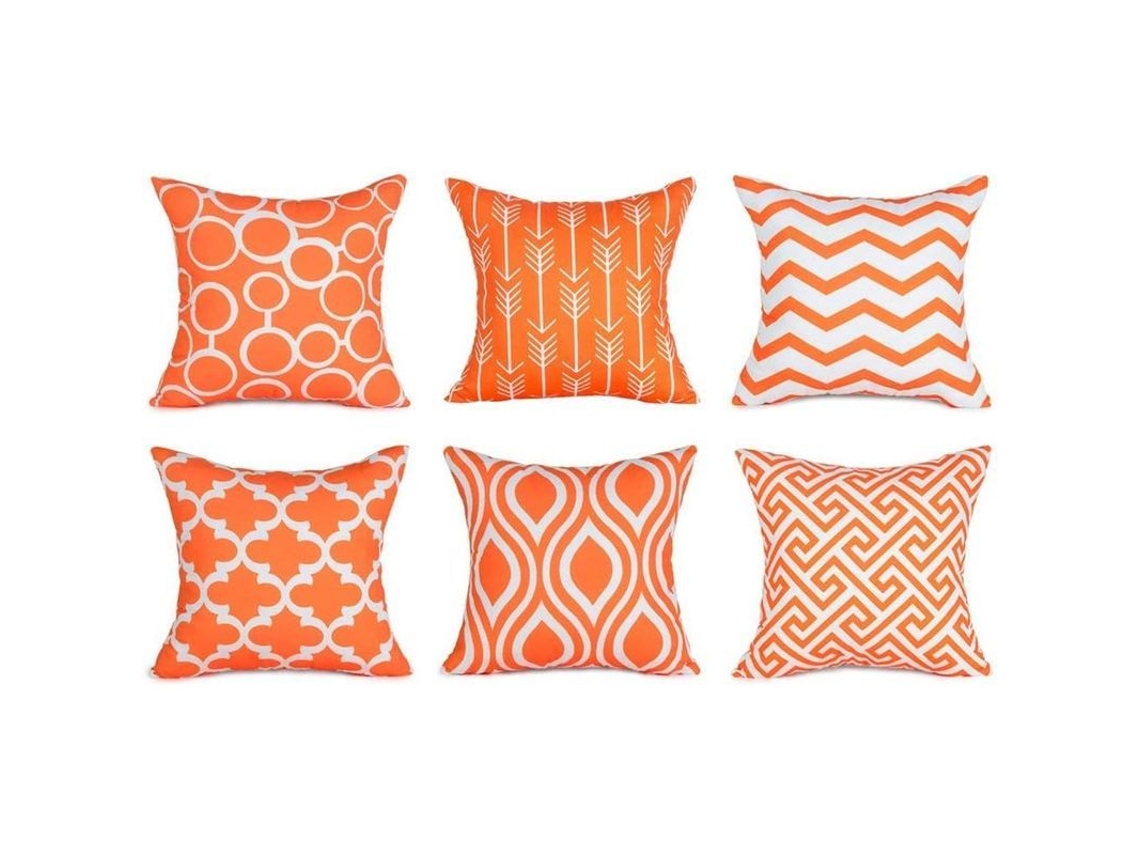 Capa de almofada decorativa em tecido resistente, 45x45 cm, laranja, pacote com 6 unidades