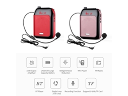 Amplificador De Voz Portátil Com Microfone Fio Para Professores Bateria Recarregável