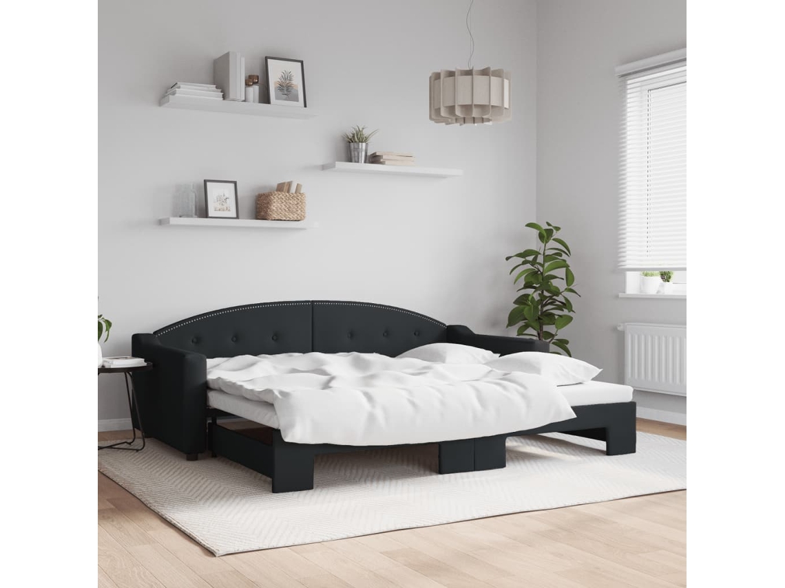 Vidaxl Sofá cama com Gavetão 90x200 Cm Tecido Preto