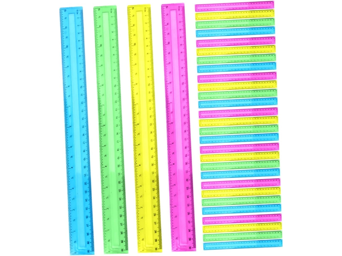 Conjunto De 32 Réguas Métricas De 30 Cm, Em Plástico Transparente