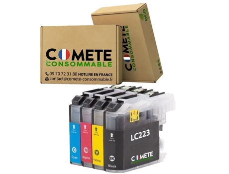 Cartuchos de tinta compatíveis - COMETE CONSUMABLE - LC223 LC221 - Pacote de 4 - Multicores - Alta capacidade