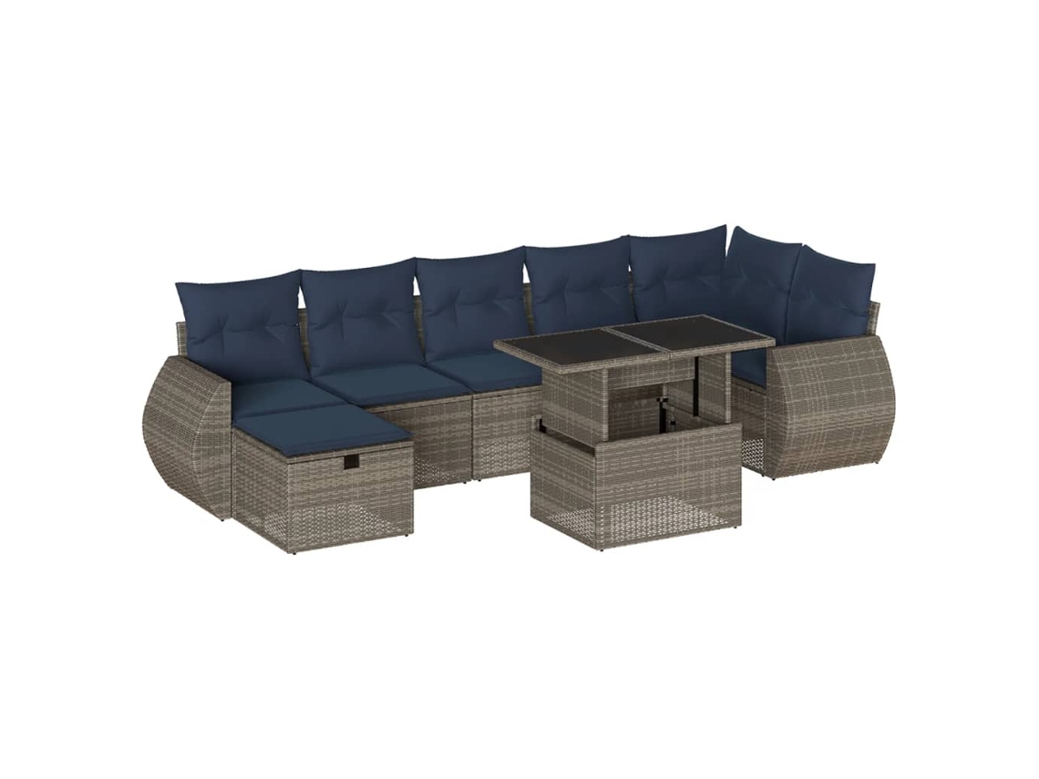 Conjunto de Sofá de Jardim, 8 Peças, Almofadas, Rattan Cinza MAISON EXCLUSIVE