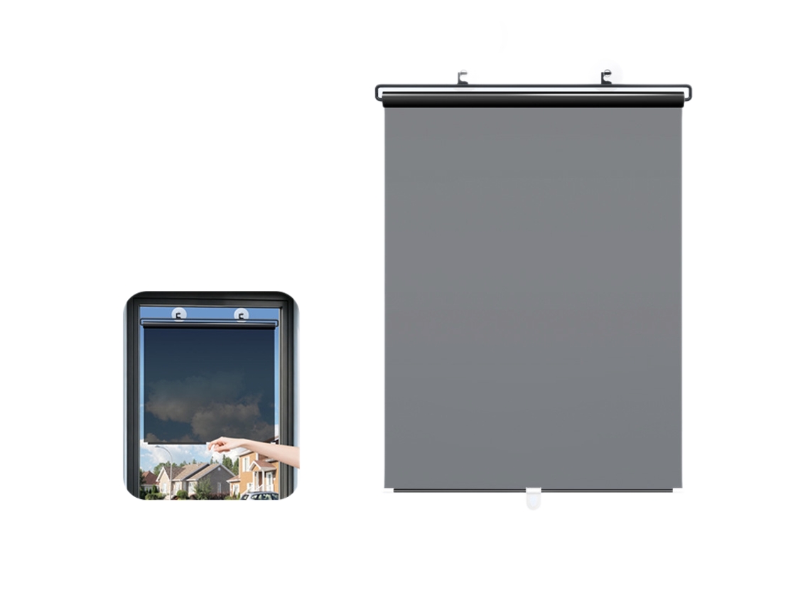 Cortina Retrátil De Proteção Solar Ajustável Com 3 Ventosas 50x125 Cm - Bloqueia Raios Uv E Reduz Calor Interior Proteção Ocular Translúcido