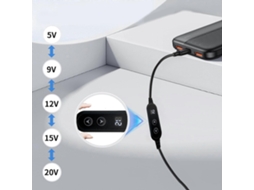 Cabo Usb-c Para Dc5521 Com Pontas Opcionais, Saída 5-20v, Versão Simples