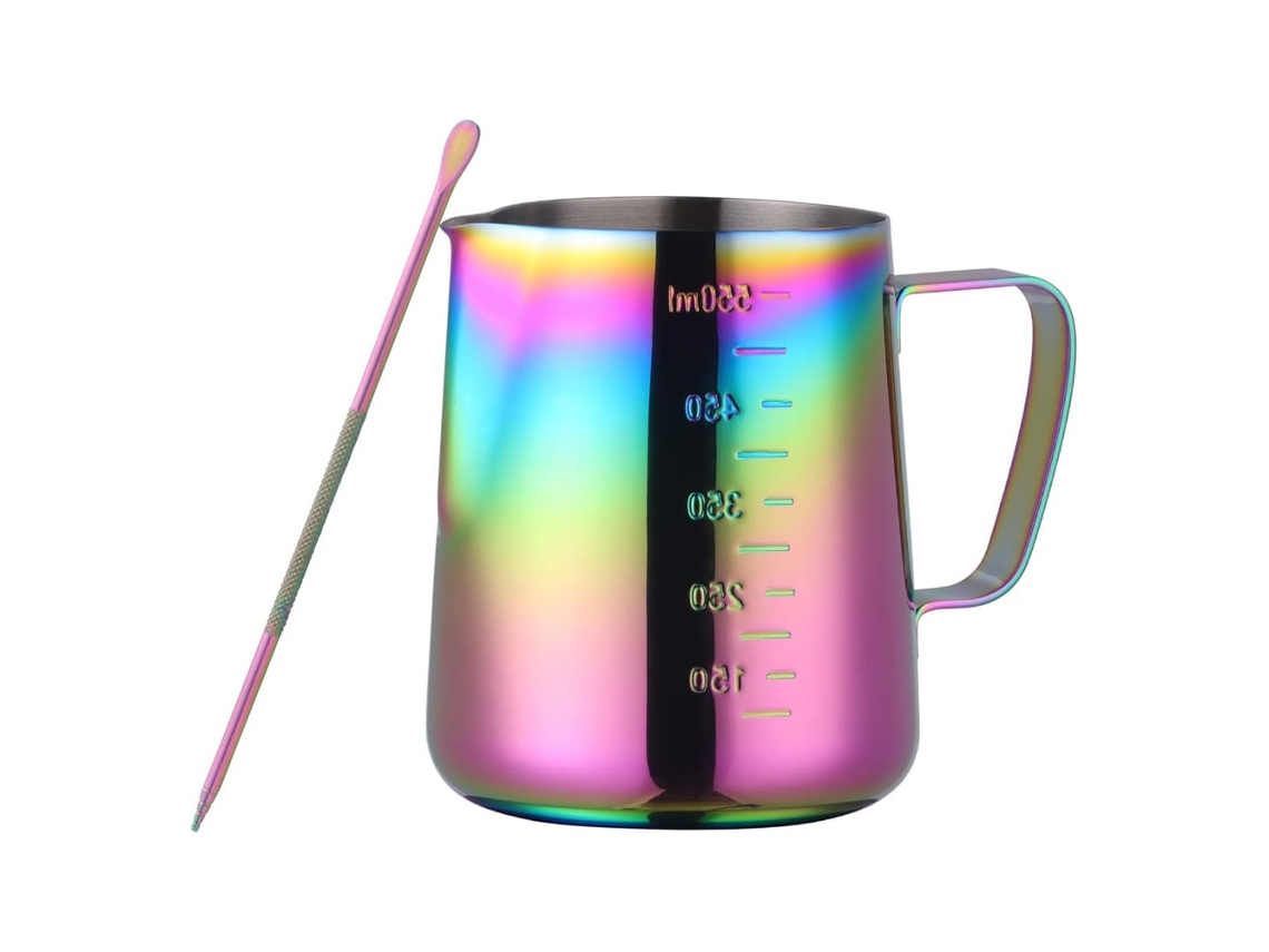 Copo Espumador De Leite Arco, Íris, Jarra Para Espumar Café, Ferramenta De Barista, Copo Metálico De Aço Inoxidável, Acessórios Para Espresso