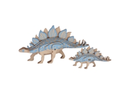 Modelo 3d De Madeira. Dupla De Estegossauros. 27 Peças. 24x5x13 Cm.