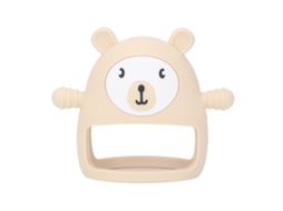 Primerox chupeta Silicone para Bebê com Manopla Animal Fofo Alivia Inchaço Gengiva Lavável Bege