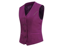 Colete Feminino Slim Fit Com Gola V E 4 Botões Para Ocasiões Casual, Negócio E Diária - Tamanhos Xs A 2xl Roxo Escuro