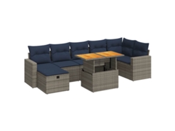 Maison Exclusive - 8 Pcs Conj. Sofás Jardim C/ Almofadões Vime Pe/acácia Castanho