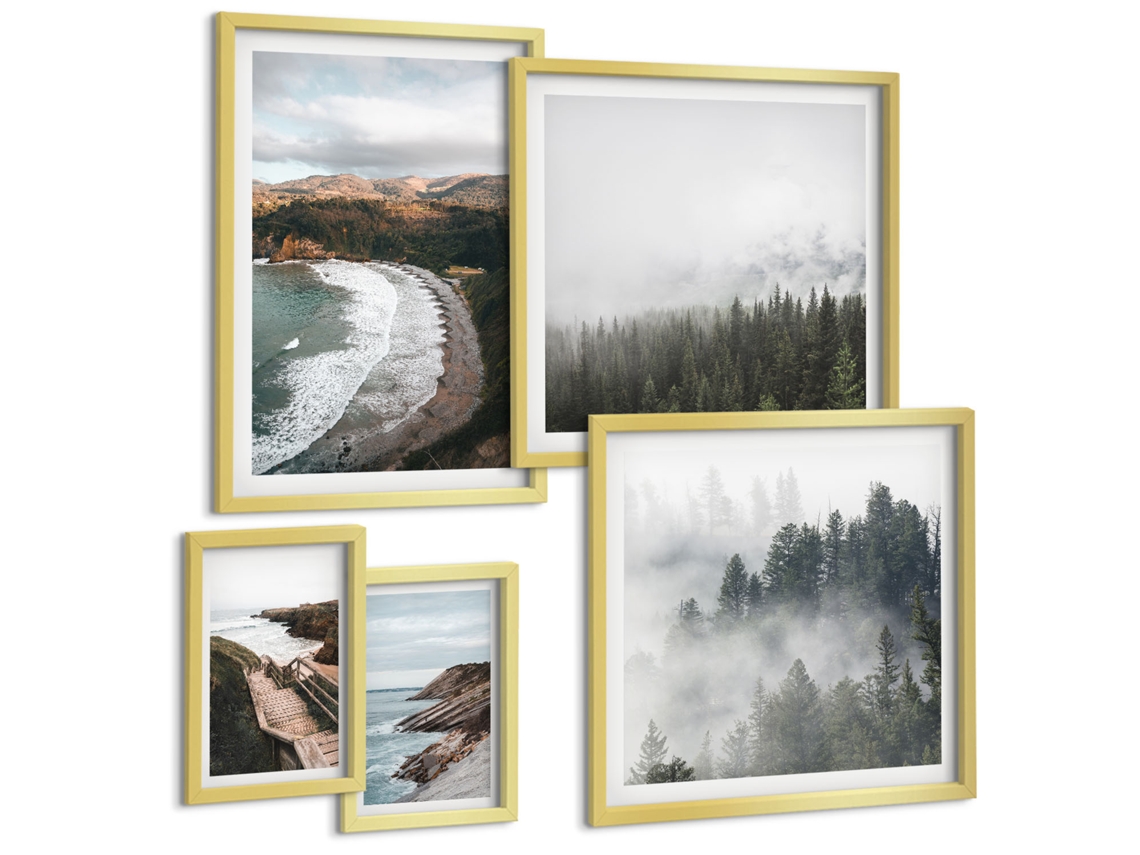 Conjunto De Pinturas Paisagens Litorâneas Florestas Montanhosas Espelharte (5 Peças)