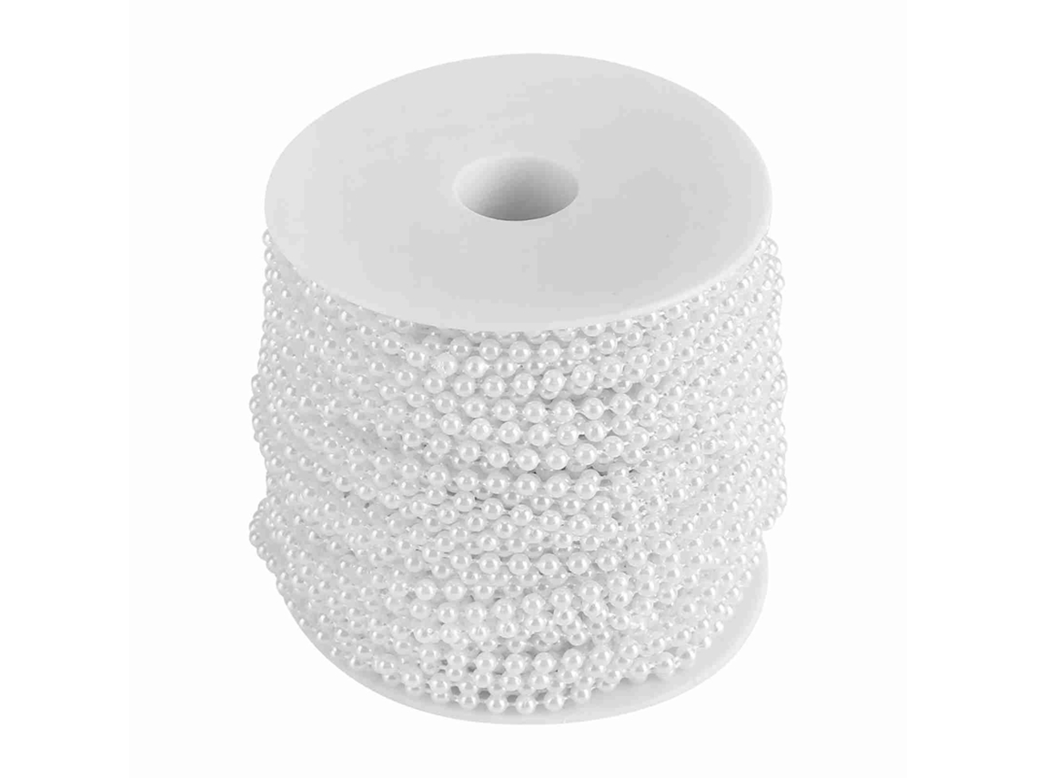 Pérola Artificial 4mm 40m Cortina de Contas Decorativa Diy Casamento Festa Branca/bege