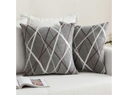 2026 2 Capas de Travesseiro Decorativas de Chenil Tejido Suave Cinza Moderno Quadrado 45x45 Cm para Sala e Carro