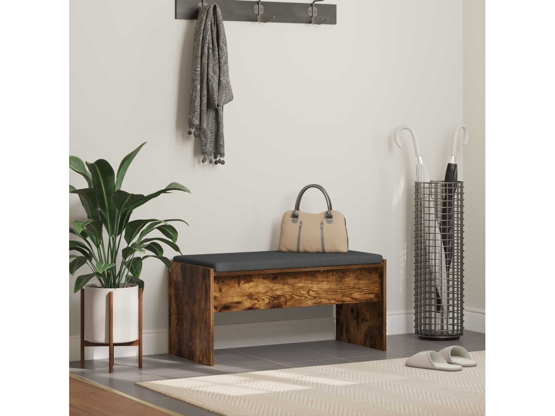 Vidaxl Banco De Hall Com Almofada Carvalho Defumado 83 X 38 X 40 Cm