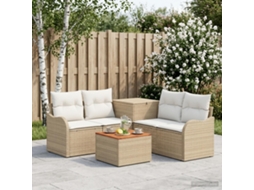 Vidaxl Conjunto De Sofás 6 Unid. Bege E Branco Creme