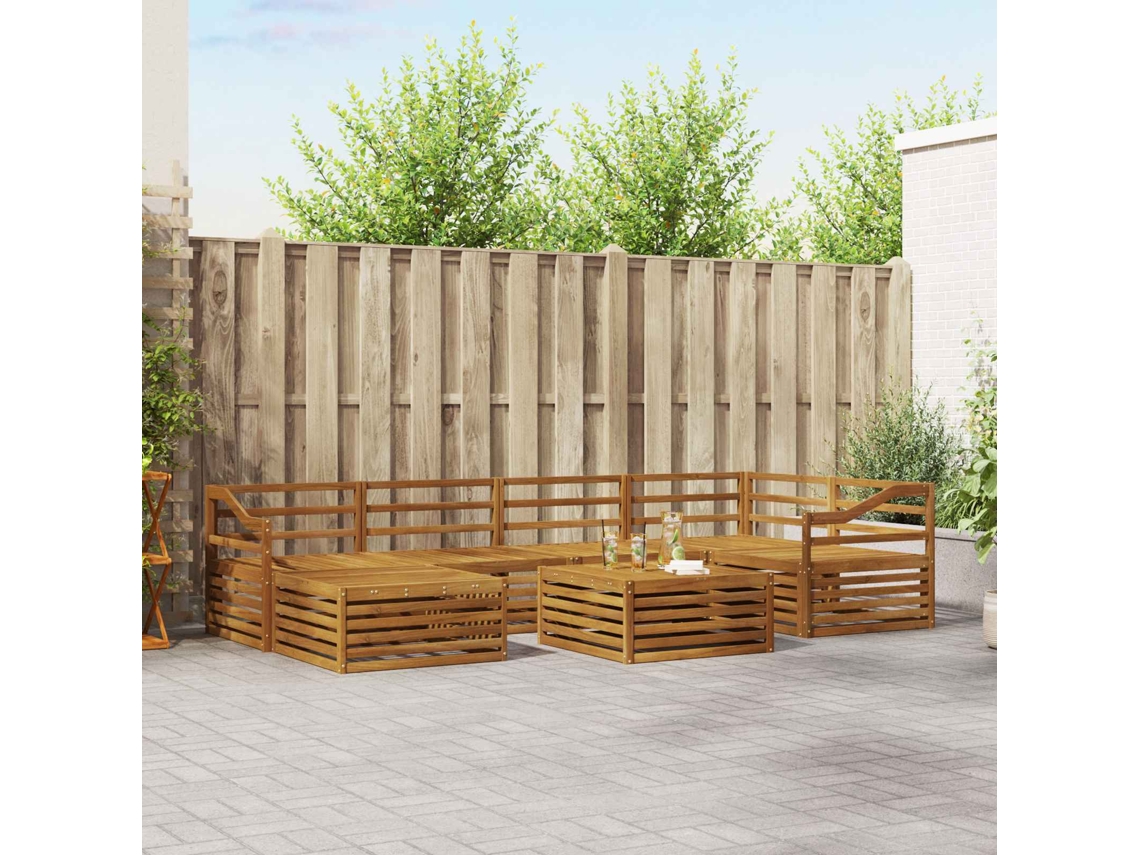 Vidaxl Conjunto De Sofás Para Exterior 7 Pcs Natural