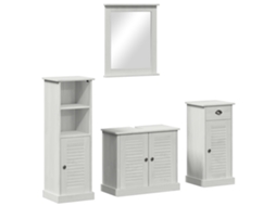 Conjunto 4 Conjunto De Banheiro Vidaxl Branco Madeira De Pinho Maciça (37 X 34 X 110 Cm)