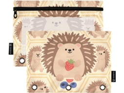Pasta Organizadora Fofa Em Formato De Ouriço Cacheiro Desenho Animado, Com Capa Transparente, Fechamento Em Zíper E