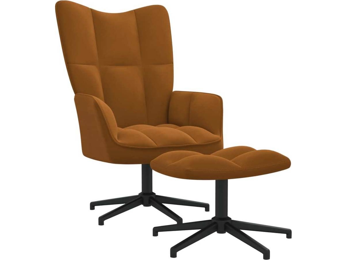 Relaxing Chair With Stool, Relaxing Chairs With Stools Vidaxl Marrom Veludo