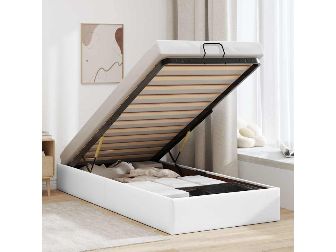 Vidaxl Estrutura De Cama Otomana Sem Colchão 80x200 Cm Branco