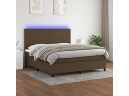 Cama Box Spring C/ Colchão/led 160x200cm Tecido Castanho-escuro
