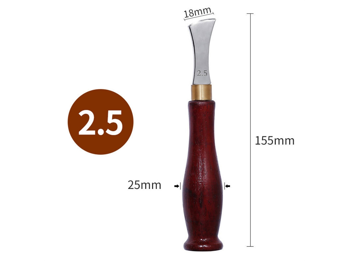 Ferramenta para Vincar Bordas de Couro com Cabo de Madeira 2.5 AQUAFORGE