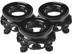Suporte Redondo Vazado Em Resina Preta Para Esferas De Cristal 3a 4cm, Conjunto Com 3 Pedestais Decorativos Para