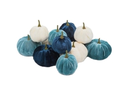 Enfeites decorativos de Halloween Abóboras Falsas 12 pacotes Azul Mini Veludo Falso Abóboras Para Decoração De Halloween, Outono E Festas